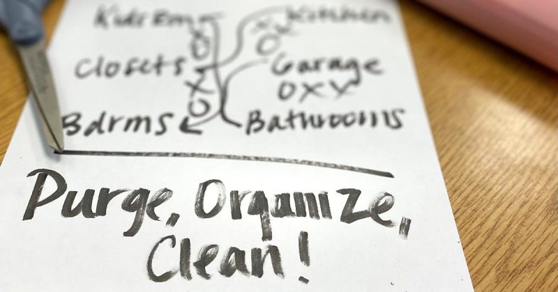 Written outline of the plan ending with “Plan, Clean, Organize.”