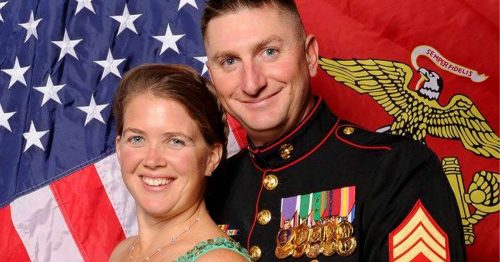 Lizann and her husband at a military ball.