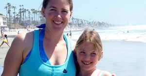 Lizann and her daughter on the beach in California.