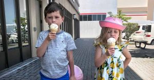 Kristi’s children eating ice cream