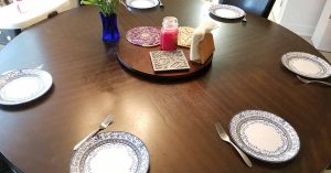 Place settings at a table