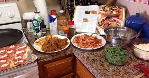 Kitchen counter with food