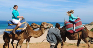 Lizann riding a camel