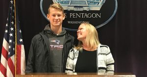 Cassie Grainger and her son at the Pentagon